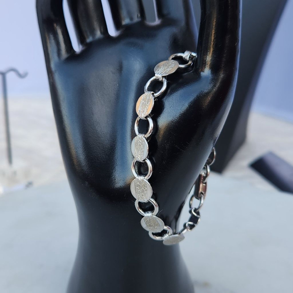 Sarah Coventry Silver Tone Flower Garden Link Bracelet - Picture 2 of 8